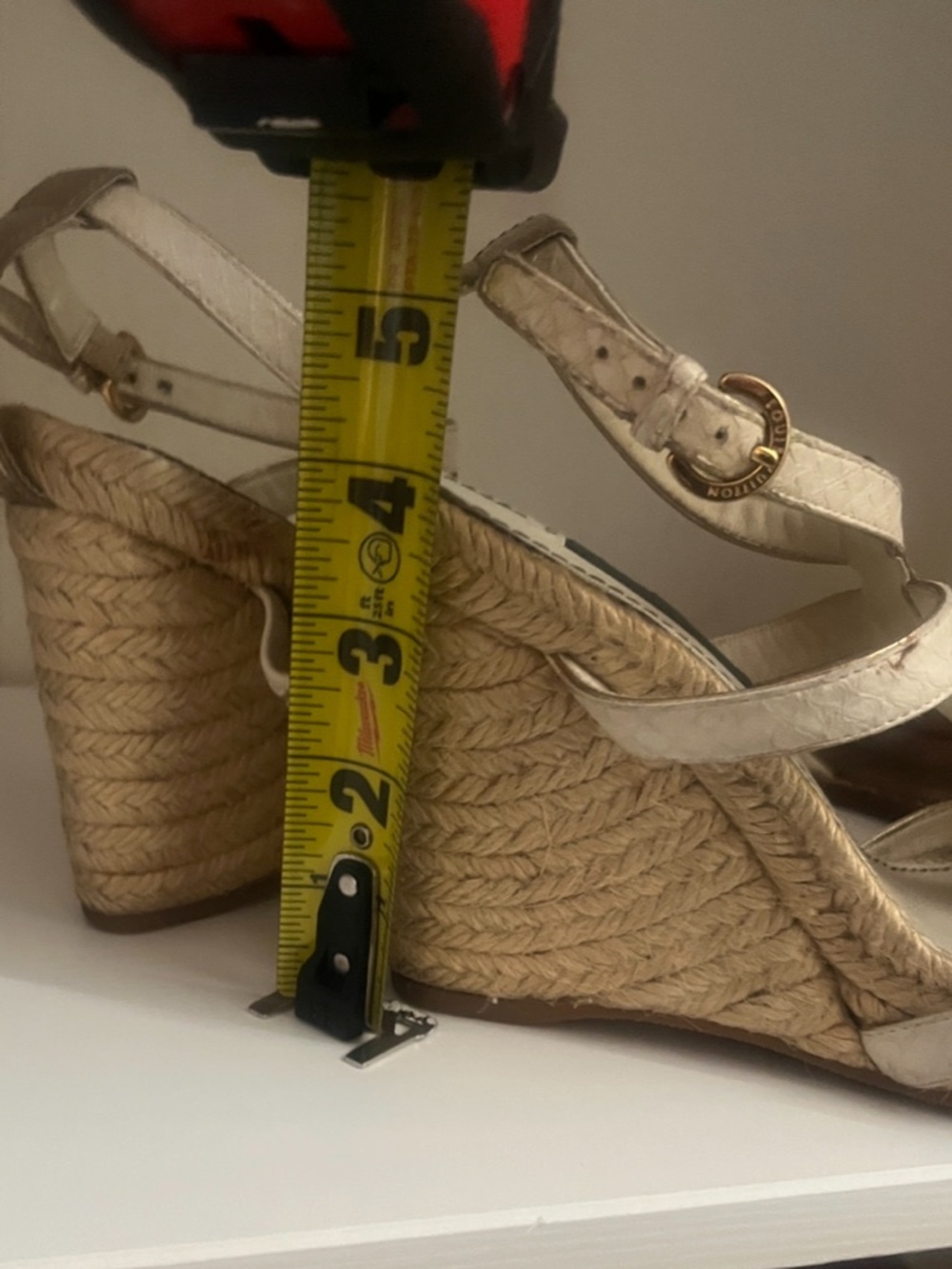 Louis Vuitton White and Gold Espadrille Wedge Sandals 6 - Picture 13 of 15